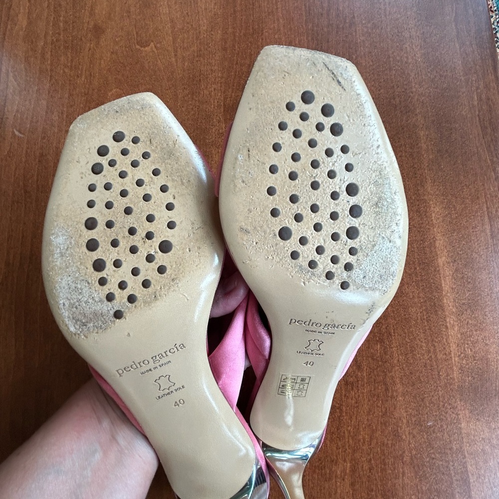Pink Satin Slide Heels Sandals Size 40 - Picture 6 of 7